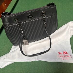 Coach Black Leather Quilted Handbag EUC